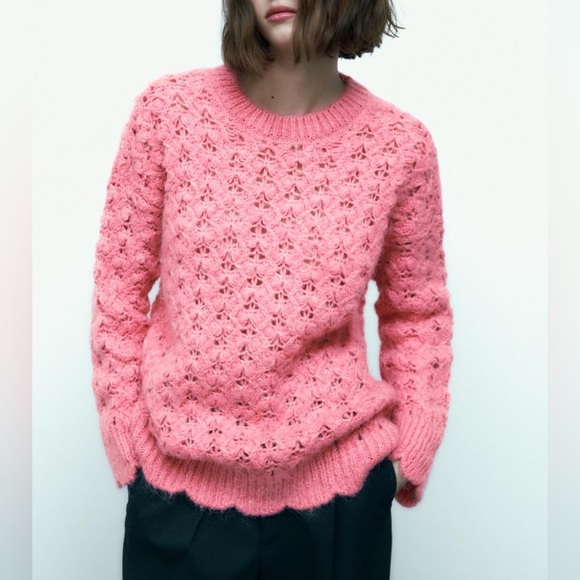 Zara Pink Wool Blend Oversized Sweater - Picture 8 of 15